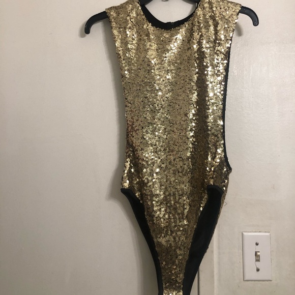 gold glitter bodysuit